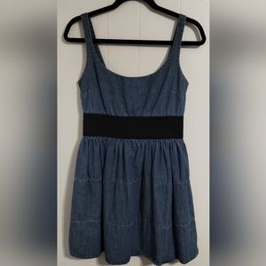 Dollhouse Denim Sleeveless Dress Elastic High Waist Small Tiered